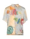 Off-white Multicolor Short Sleeved Shirt With Drawings Print In Viscose Man In Orange