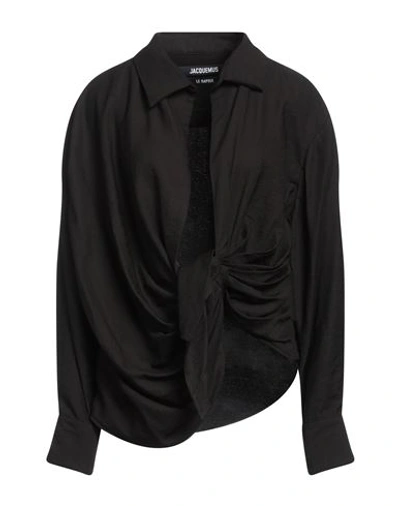 Jacquemus Woman Shirt Black Size 4 Viscose, Polyamide