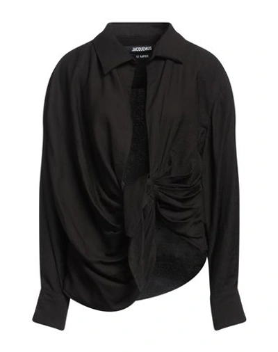 JACQUEMUS JACQUEMUS WOMAN SHIRT BLACK SIZE 4 VISCOSE, POLYAMIDE