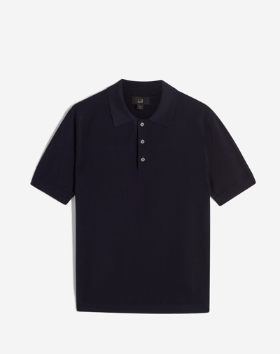 Dunhill Textured Cotton Short Sleeve Polo In Black