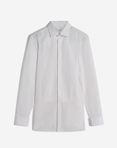Dunhill Cotton Spread Collar Pleat Front Evening Shirt In White