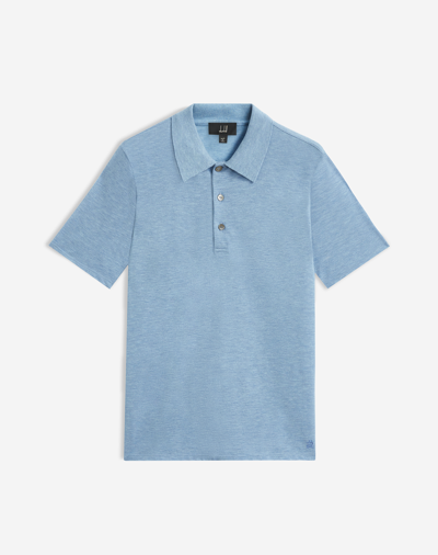 Dunhill Cotton Cashmere Pique Short Sleeve Polo In Blue
