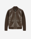 DUNHILL LEATHER BOMBER WITH KNITTED SLEEVES