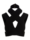 Balmain Cut-out Ribbed Cropped Top In Black