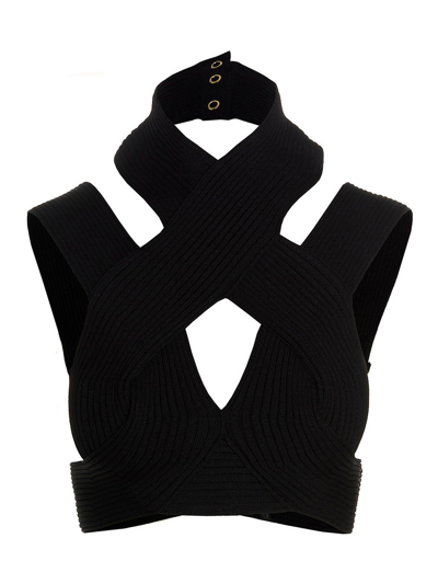 Balmain Cable Patterned Top In Black