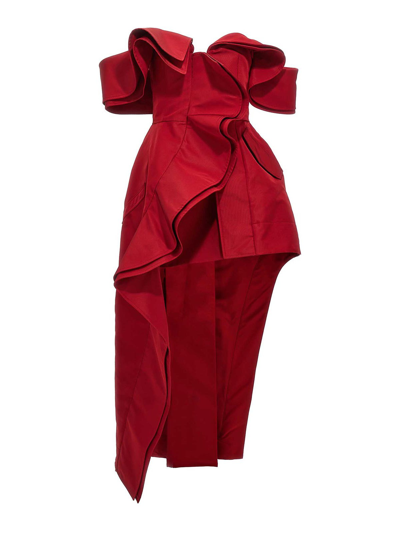 Alexander Mcqueen Deconstructed Trench Dress In Red