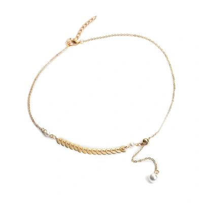 Sohi Gold-plated White Brass Pearl Beaded Necklace