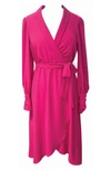 Julia Jordan Wrap Front Long Sleeve Dress In Raspberry