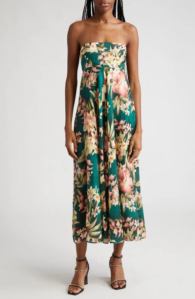 Zimmermann Lexi Floral-printed Linen Midi Dress In Multi