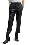 MANGO DRAWSTRING WAIST FAUX LEATHER TAPERED LEG PANTS