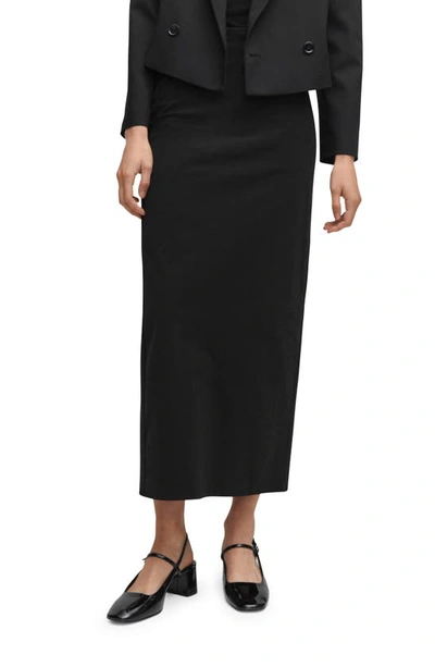 Mango Fitted Slit Skirt Black