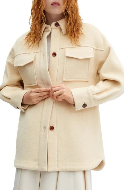 Mango Oversize Wool Blend Overshirt In Pastel Yellow