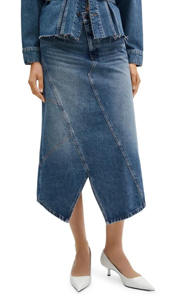 Mango Women's Asymmetric Denim Skirt In Dark Blue