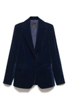 Mango Velvet Blazer In Night Blue