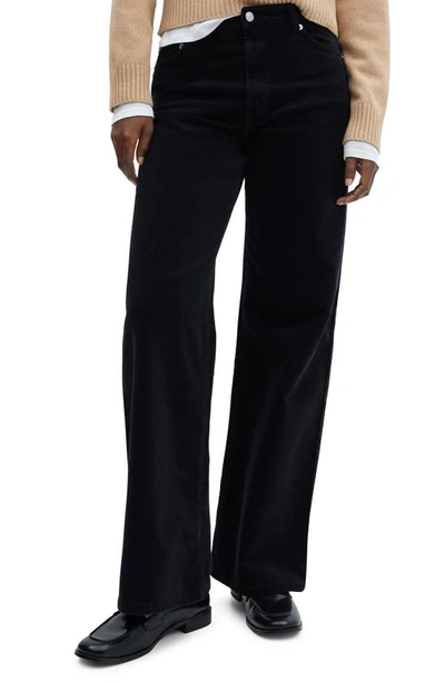 Mango Corduroy Wideleg Trousers In Charcoal