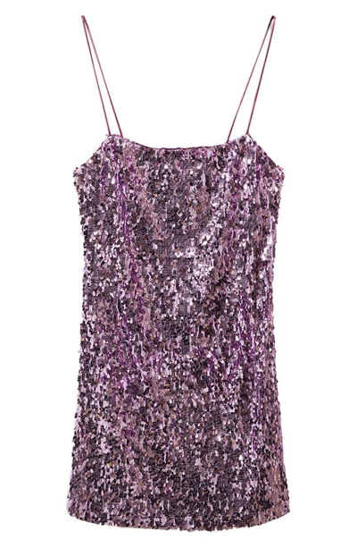 Mango Robe Courte Sequins In Lilac
