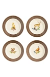 Juliska Forest Walk Four-piece Cocktail Plate Set In Walnut Cafe Aulait