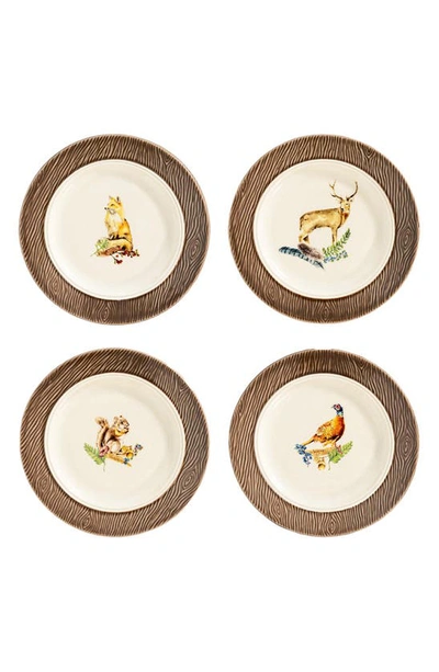 Juliska Forest Walk Four-piece Cocktail Plate Set In Café Au Lait