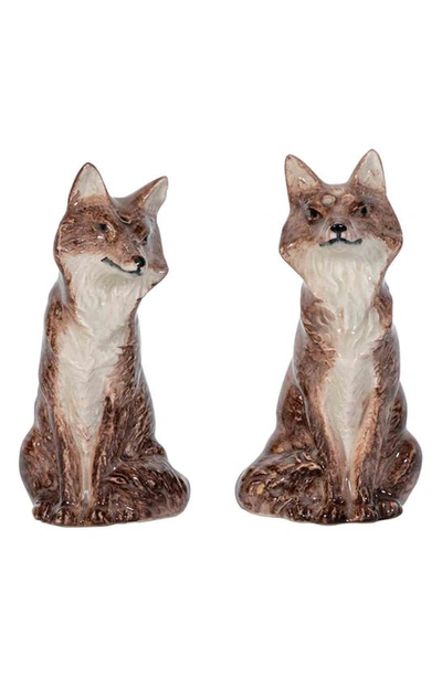 Juliska Clever Creatures Louis And Marie Fox Salt And Pepper Shakers In Walnut