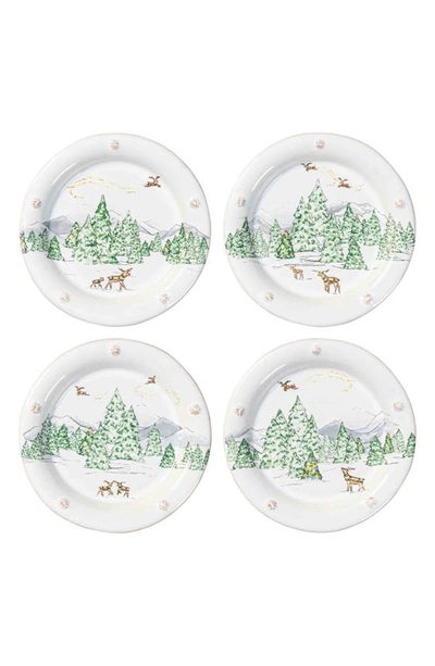 Juliska Assorted North Pole 4-piece Cocktail Plate Set In Multi