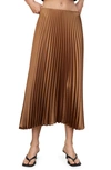 Mango Pleated Midi Skirt Sand