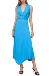 MANGO SURPLICE NECK SLEEVELESS MIDI DRESS