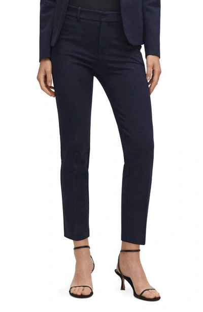 Mango Women's Rome Knit Straight Trousers In Dark Navy