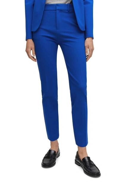 Mango Rome Knit Straight Trousers Blue