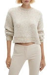Mango Metallic Rib Sweater In Ecru