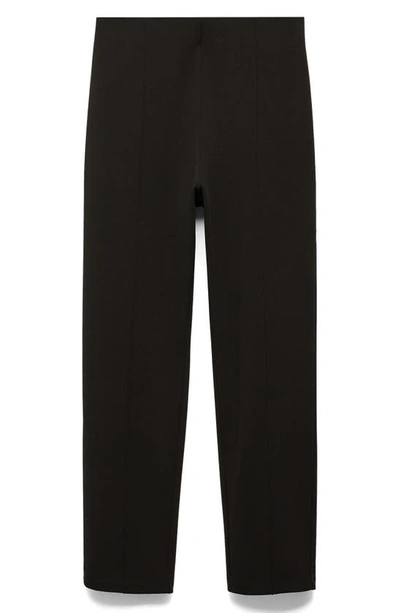 Mango High Waist Pull On Crop Skinny Pants In Black