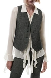 Mango Herringbone Tweed Suit Vest In Grey