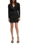 MANGO METALLIC FLORAL JACQUARD LONG SLEEVE MINIDRESS