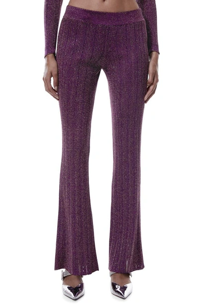 Mango Lurex Knit Flared Trousers Purple