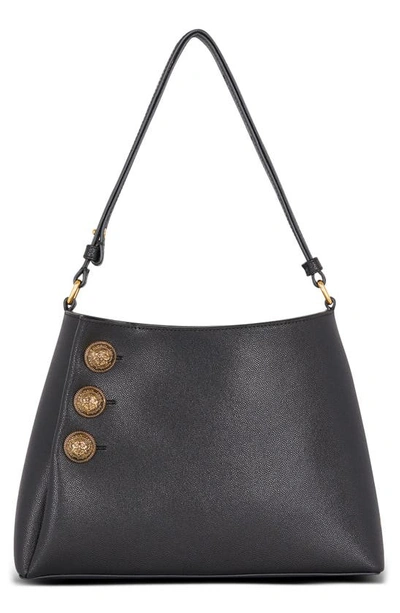 Balmain Embleme Shoulder Bag-grained Calfskin In Noir