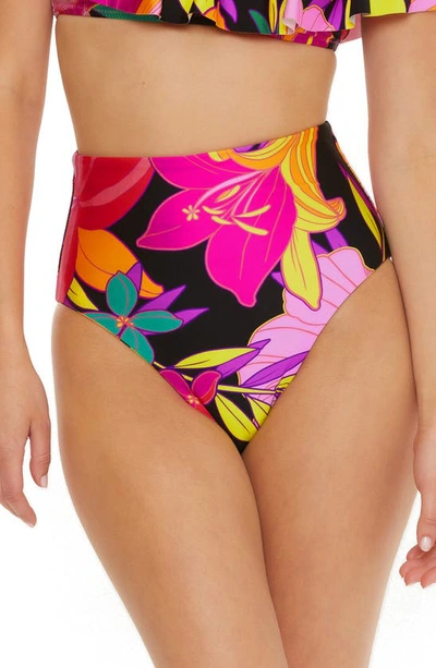 Trina Turk Solar Floral Reversible High Waist Bikini Bottoms In Multi