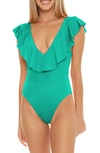 Trina Turk Women's Monaco Ruffled One-piece Swimsuit In Guitar Green