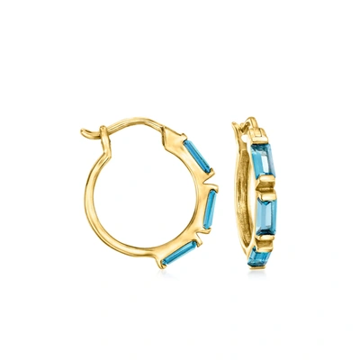 Rs Pure By Ross-simons London Blue Topaz Hoop Earrings In 14kt Yellow Gold