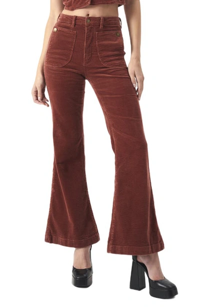 Rolla's East Coast Rusty Brown Corduroy High Rise Flare Pants In Brick Cord