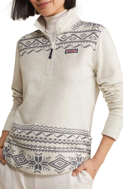 Vineyard Vines Dreamcloth Relaxed Fair Isle Half Zip Sweatshirt In Marshmallow