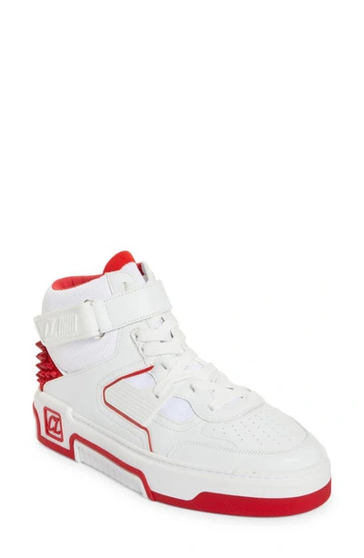 Christian Louboutin Men's Astroloubi Leather And Textile Mid-top Trainers In White