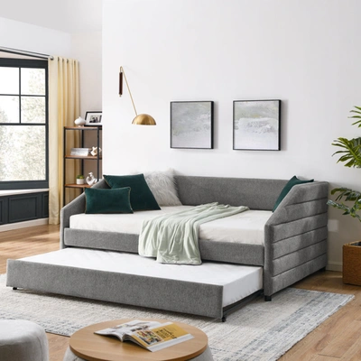 Simplie Fun Daybed In Linen In Gray