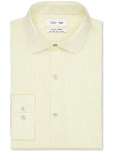 Calvin Klein Mens Collared Extra Slim Button-down Shirt In Orange