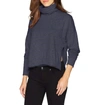 THREE DOTS BRUSHED ITALIAN LOOSE SHORT SWEATSHIRT IN NIGHT IRIS