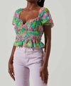 ASTR LEIGH TOP IN GREEN PINK MULTI