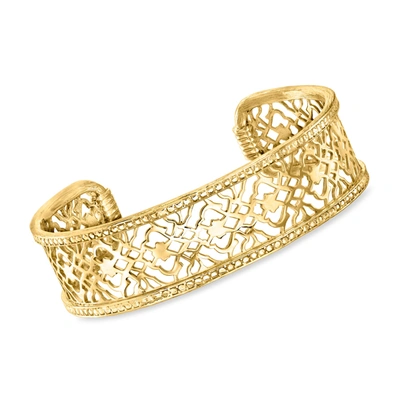 Ross-simons 18kt Gold Over Sterling Openwork Lace Cuff Bracelet In Multi