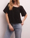 Z SUPPLY NO RULES GAUZE TOP IN BLACK