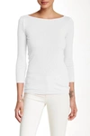 THREE DOTS BOATNECK 3/4 LENGTH SLEEVE TEE IN WHITE