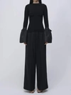 Simkhai Agata Ribbed Knit Top With Flutter Sleeves In Black In Black