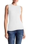 THREE DOTS KRYSTINE-SLEEVELESS RIB TANK TOP IN WHITE