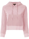 Juicy Couture Velour Shrunken Hoodie In Silver Pink In Silver